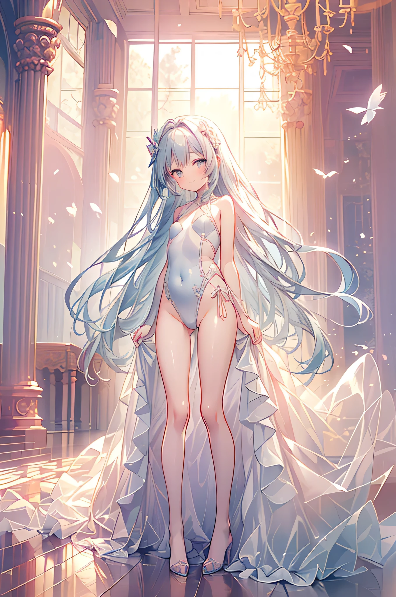 masterpiece, best quality, extremely detailed, (illustration, official art:1.1), 1 girl ,(((( light blue long hair)))), ,(((( light blue long hair)))),light blue hair, ,, long hair ((blush)) , cute face, big eyes, masterpiece, best quality,(((((a very delicate and beautiful girl))))),Amazing,beautiful detailed eyes,blunt bangs((((little delicate girl)))),tareme(true beautiful:1.2), sense of depth,dynamic angle,,,, affectionate smile, (true beautiful:1.2),,(tiny 1girl model:1.2),)(flat chest), (((masterpiece))), (((best quality))), (((ultra detailed))), sunset,absurdres, highresBREAKGirl wearing swim wet costume Running in beach, (smile, happy:1.2), full body,score_9