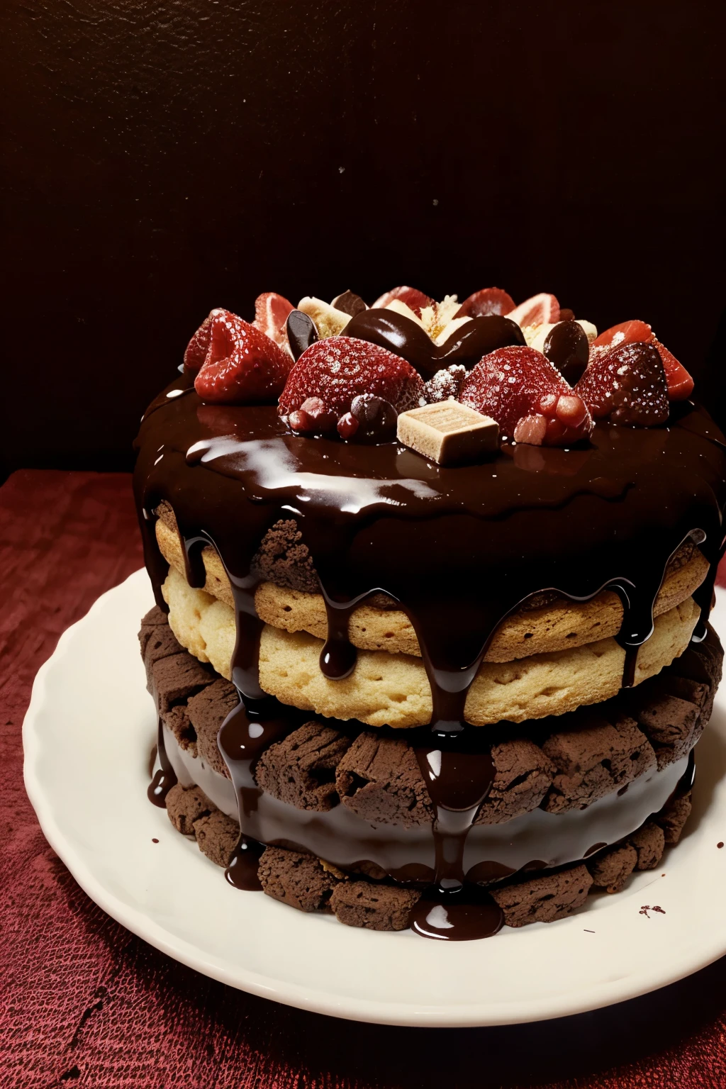 bolo de morango cobertura de chocolate