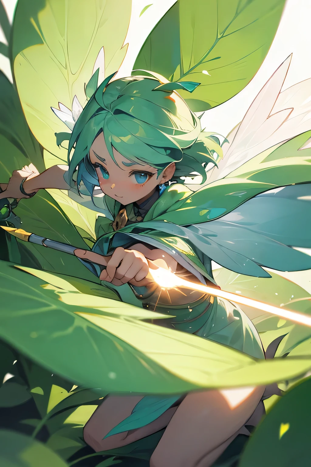 image of a leaf fairy controlling leaf with a magic wand