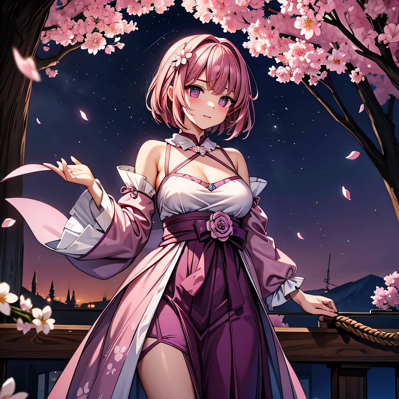 Sakura Flowers, nacht, lila farbton