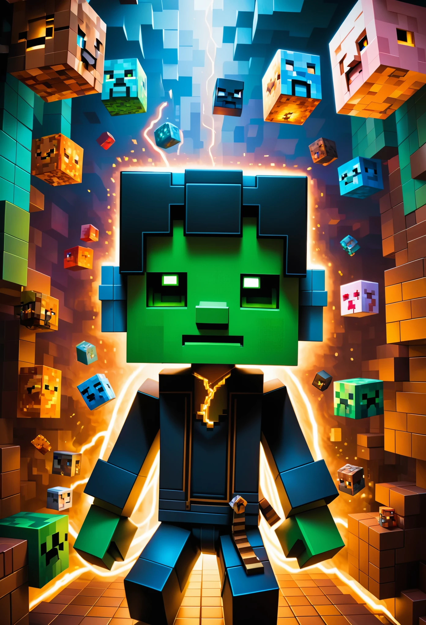 by Adi Granov and by Aaron Jasinski, (filigreed , photo-long exposure but extremely masterful:1.4), (intricate details, masterpiece, best quality:1.4) , Minecraft style art, Blocky, pixelated, vibrant colors, recognizable characters and objects, game assets, Minecraft style, looking at viewer, dynamic pose in the style of nicola samori
