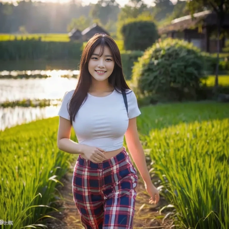 arafed asian woman walking In the field of grass, Chinese girl, young Asian girl, beautiful south korean women, Korean girl, young asian woman, beautiful Asian girl, หญิงKorean girlที่สวยงาม, In the countryside, หญิงKorean girlที่งดงาม, young and cute girl, Gorgeous Chinese model, Asian girl, In the field, asian woman, Chinese woman