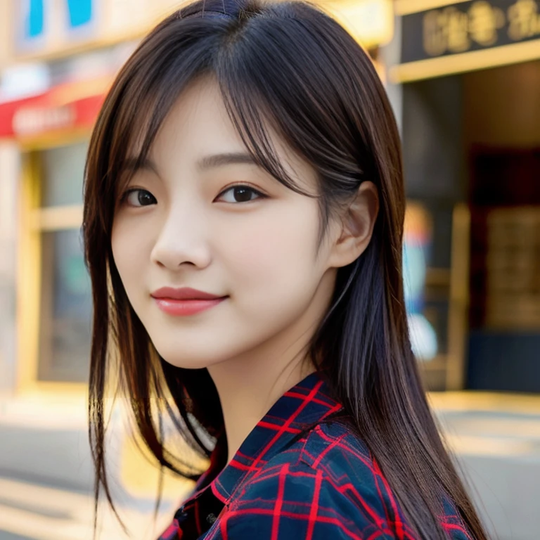 A long-haired woman wearing a dark red plaid shirt poses for a photo., beautiful south korean woman, beautiful young korean woman, Korean girl, Cute young Korean face, gorgeous young korean woman, Jae Yeon Nam, cute korean stars, Lalisa Manoban, Jinyoung Shin, Cute young man with a sweet Asian face, young and cute girl, Cute girl - clear face, Korean women, bright colors 45,000,000,000 pixels