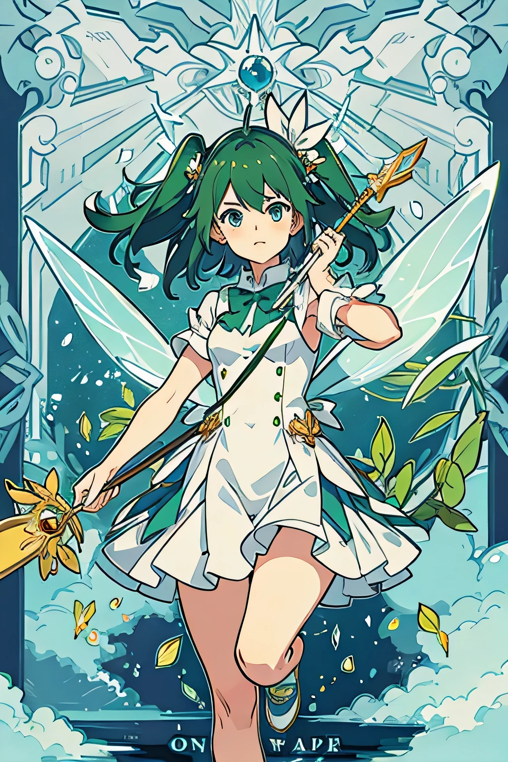 image of a leaf fairy controlling leaf with a magic wand
