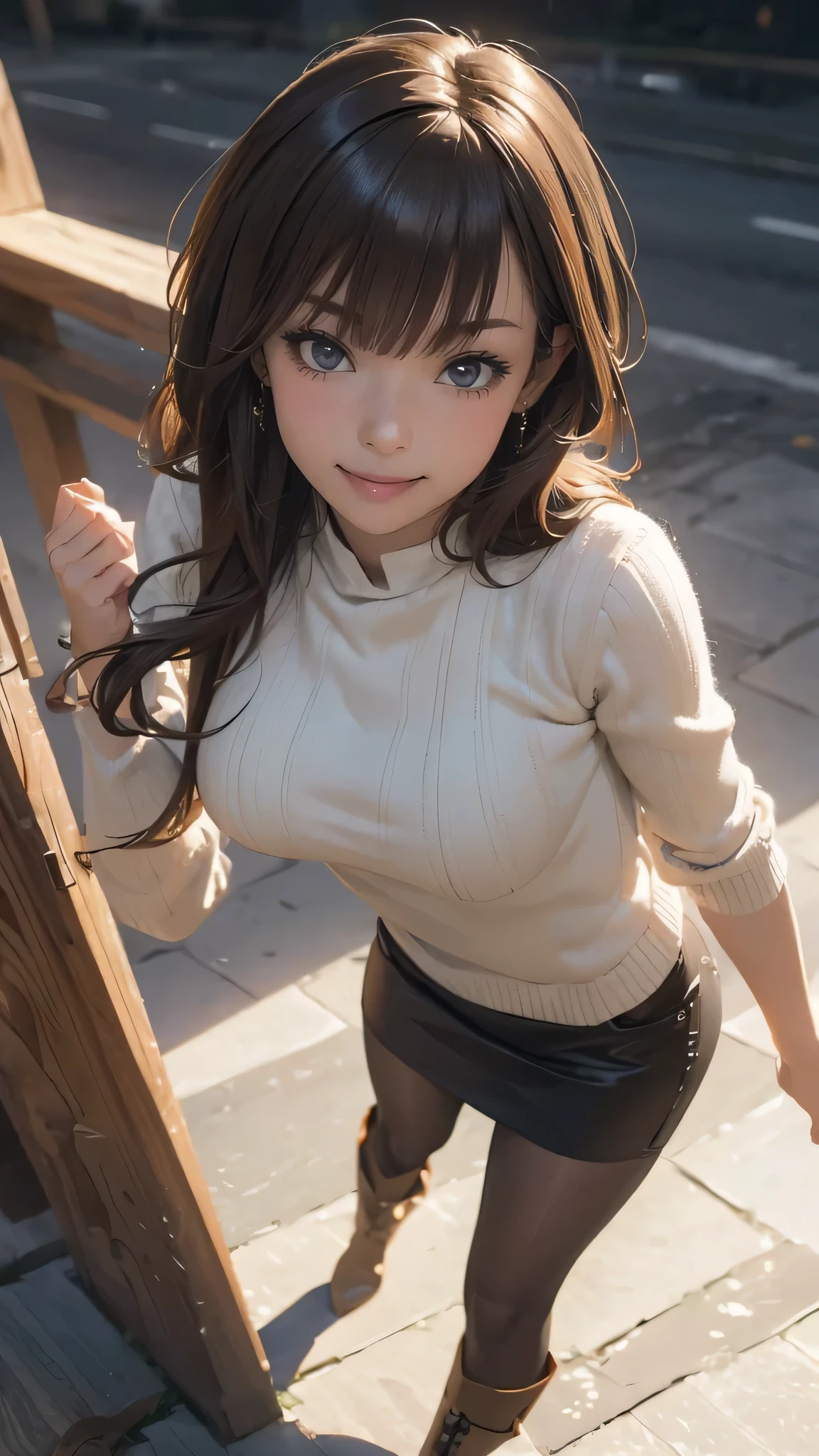 (random porn pose),(Thin type:1.8),(big breasts),(random hairstyle),(Highest image quality,(8k),ultra-realistic,best quality, high quality, high definition, high quality texture,high detail,beautiful detailed,fine detailed,extremely detailed cg,detailed texture,a realistic representation of the face,masterpiece,Sense of presence),sweater,tight mini skirt,stockings,Engineer boot