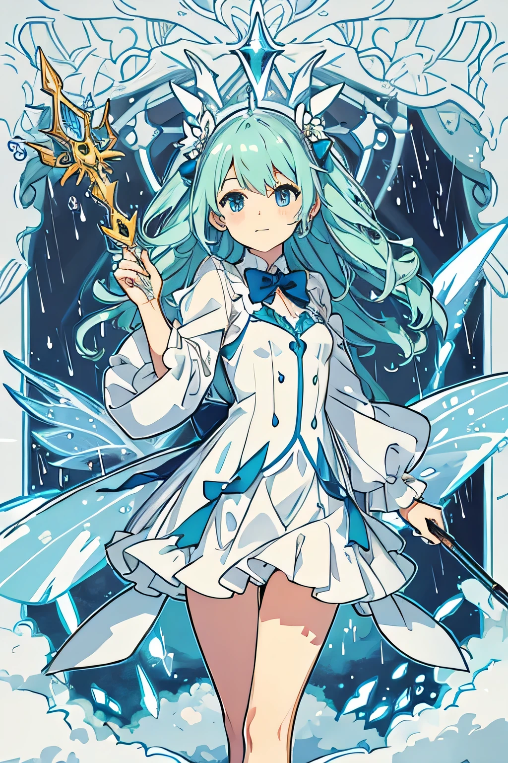 Image of a rain fairy controlling rain with a magic wand