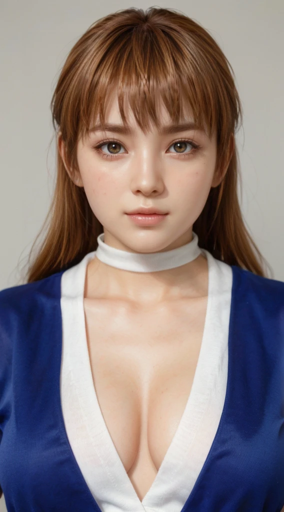 Kasumi, brown eyes, (best quality, ultra-detailed), (realistic:1.37), beautiful and detailed face, ultra-realistic texture, delicate face, delicate body, red lipstick, bright colors. High definition, 8K