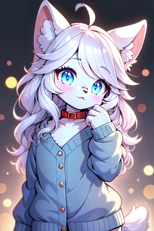 beautiful and detailed, man (((male))) ((anthro)) Cat, (Cat boy), cinematic lighting, Cat, (anthro, fluffy fur, character focus), 1boy, anthro cat boy, body fur, gray fur, gray body, gray hair, long hair, curvy, sexy, nice, cute, hot, comfortable anime-style cartoon-style, digital drawing, pose, detailed background, park, day, summer, bow collar, blue eyes, green sweater, white panties, collar, low-angle view