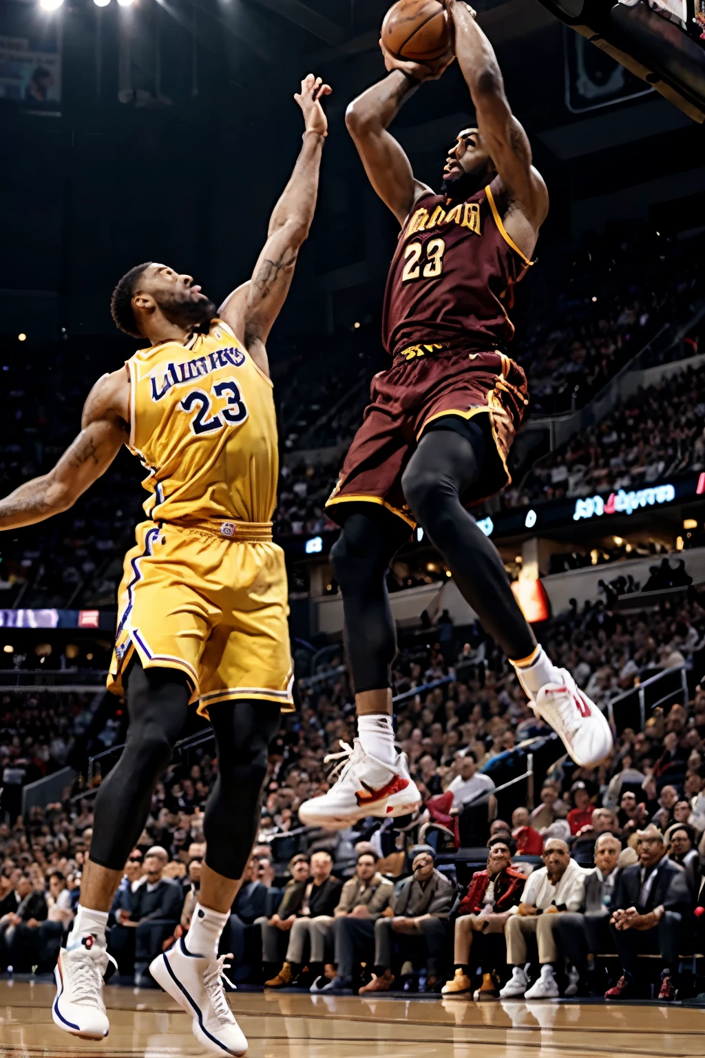 Anthony Davis dunking on top of Joseph Stalin, LeBron James watches in surprise, ultra realistic 8k