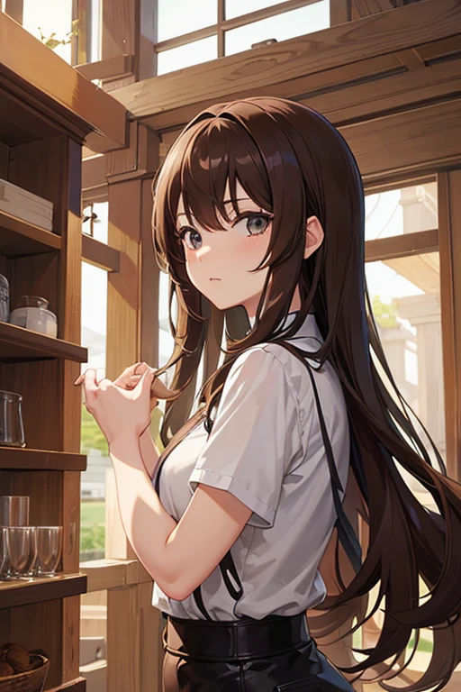 masterpiece, highest quality, High resolution,Anime Style、Brown Hair、Long Hair、Female Warrior