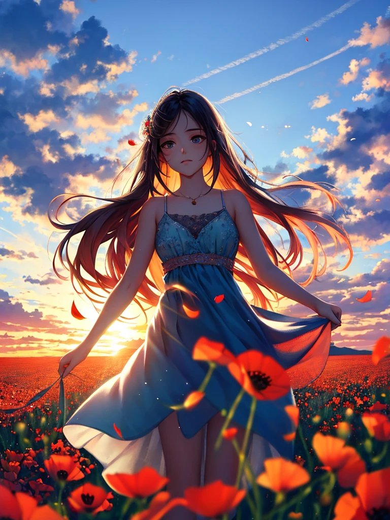 anime стиль, very good illustration, high detail, dynamic angle, excellent detail, 8K, summer day, Poppy field at sunset, sunset. BREAK Woman standing motionless, captivated by the beautiful scene, I&#39;m watching, how poppies bloom. very good illustration, high detail, dynamic angle, beautiful detail,2d, (Best quality, masterpiece, beauty, tenderness), anime, very detailed face, very detailed eyes, very detailed hands, very detailed hands, very detailed background, Ideal lighting, whole body, 1 girl, One, (Very detailed cat ears), (Very detailed ears behind the hair), very detailed eyes, The ears are covered with hair (masterpiece, top quality, Best quality, official art, Beautiful and aesthetically pleasing:1.2), (1 girl, mature:1.3, got old:1.3),