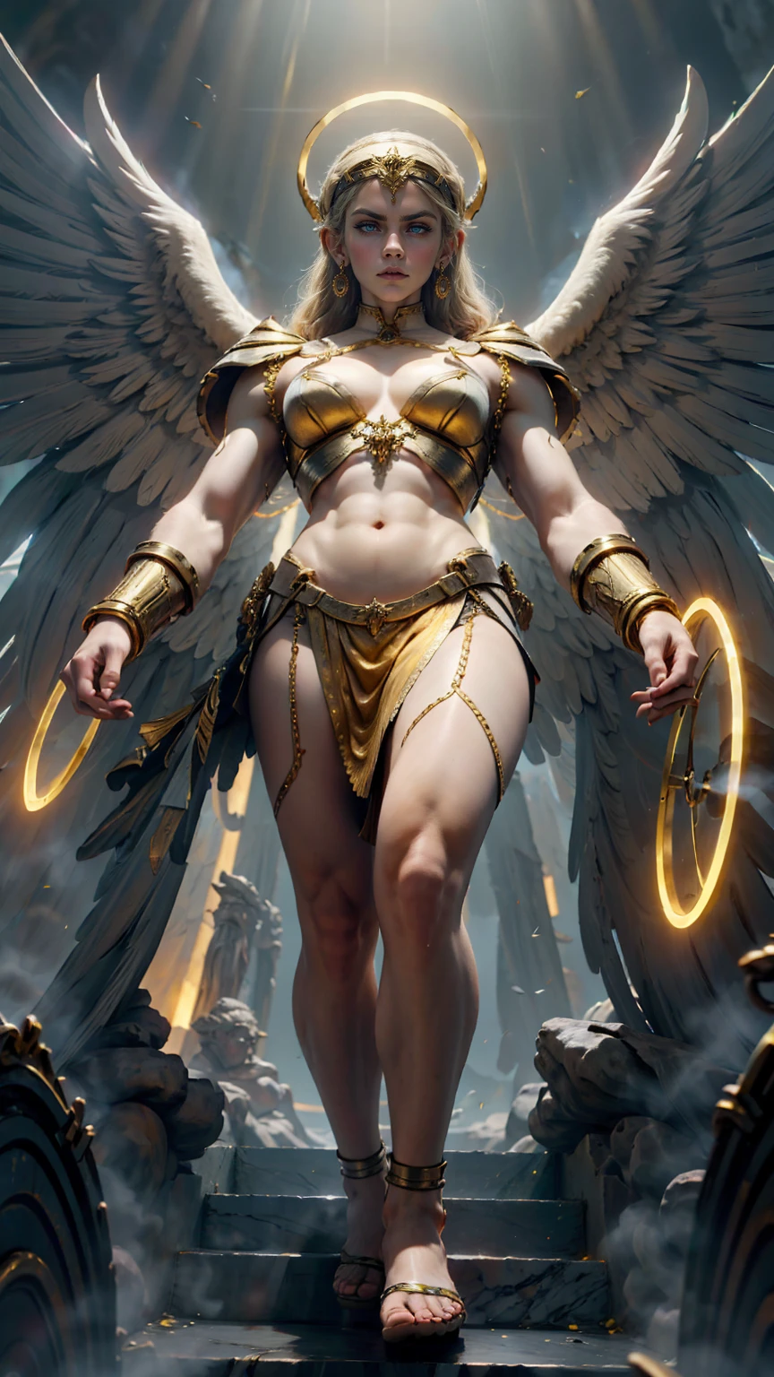 A painting of the goddess athena in the style of greek orthodox paintings, full body view, 16K, ultra high res.photorealistic, UHD, RAW, DSLR, natural Lighting, Sharp Focus