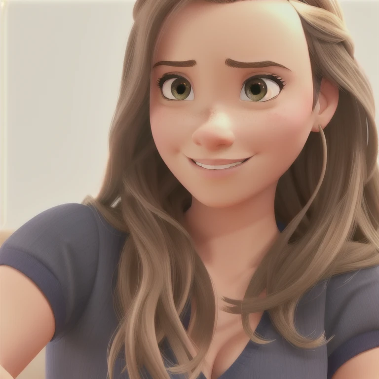 uma mulher estilo Disney pixar, alta qualidade, better quality, com o nariz mais fino