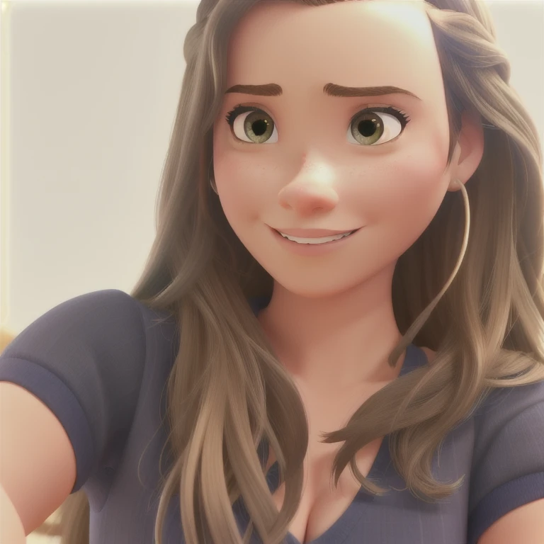 uma mulher estilo Disney pixar, alta qualidade, better quality, com o nariz mais fino