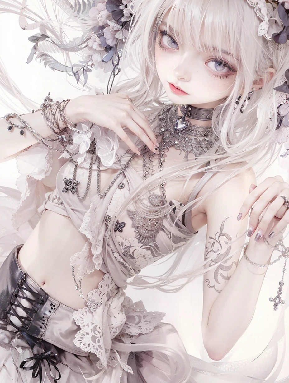 Okinawaの痩せすぎのセーラー服の可愛い女子高生, white, white, 純white, whiteの世界, white髪, 美white, whiteい瞳, whiteい唇, Naha, Okinawa, Line art, Detailed depiction, Fine writing, Hiro Yamagata, summer, 沢山のTattoo, Many rings, 沢山のBangles, Flashy Nails, beautiful girl, attractive, niji 6, multi color, the same pose, Salvador Dali, Punk Fashion, Tattoo, Earrings, Bangles, choker, necklace, Detailed line drawing, collage, sketch, art, Vivid Color, Lace fabric, art, Abstract Painting, Contemporary Art, Yoshitomo Nara, Earrings, Bangles, Lower lashes, Eyelash extensions, Eyebrow, Double teeth, pretty girl, Punk Fashion, Tattoo, Tattoo, Earrings, choker, Gal, Big eyes髪の毛は金髪, I'm giving you bangs, The hairstyle is divided into long centers of Korean rolls., Sleeveless and belly, cargo pants, False nail length, Galピース, 肌はwhiteめで蜜桃メイク, Hairstyle is super long half-up, The clavicle is visible, primary color, choker, Gal, Big eyes, 肌はwhiteめで蜜桃メイクのGalバージョン, Princess, 髪の毛がwhite髪, The face is beautiful and the golden ratio is in order., Hairstyle is super long half-up, collage, sketch, art, art, monotone, best quality, ultra-detailed, extremely detailed, 4K, 8K, best quality, beautiful, pencil drawing, watercolor pencil3, sketch, realistic, real, dynamic angle, dynamic angle, look down from above, focus on the face0, a cute girl, a cute girl, a cute girl, 1girl, solo, solo, miniskirt, beautiful blue hair, beautiful blue eyes, beautiful eyes, light brown-skinned、masterpiece, ultra detailed, hyper detailed, insanely detailed, detailed, high quality, best quality, exquisite, beautiful, woman, shy, wink, making a V sign, looking at viewer, black hair, big eyes, slant eyes, wide-eyed, heterochromia, with heart-shaped pupils, wheatish skin, skirt, choker, with a tattoo, piercing, beauty mark, freckles, blush, nail polish, long hair, twintail, very long hair, long hair, twintails, spiked hair, flipped hair, ahoge, shiny hair, wavy hair