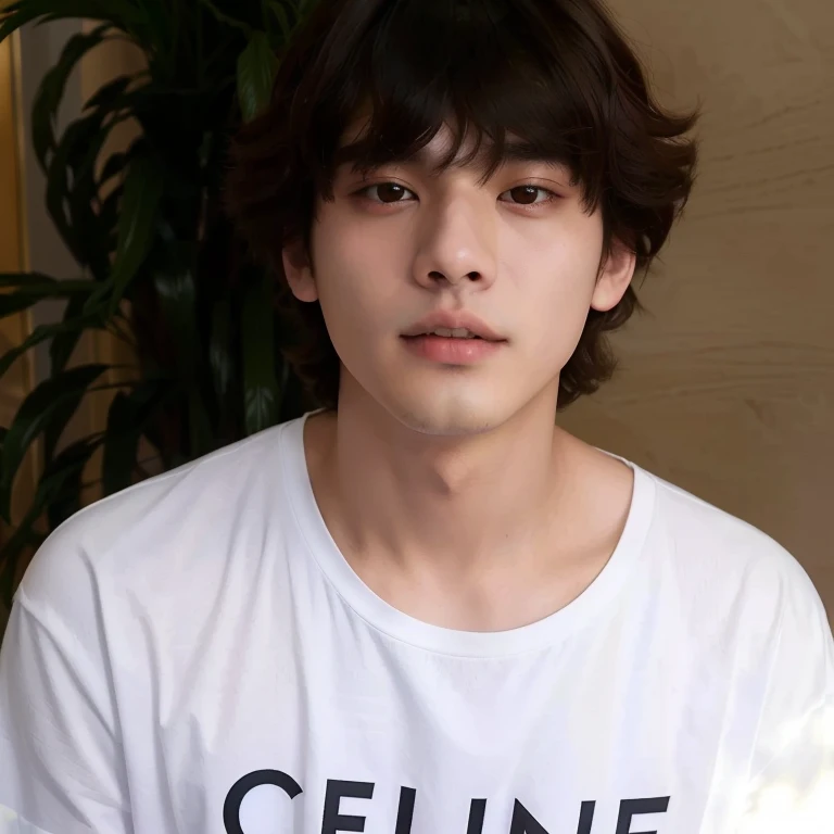 hombre arafed con una camisa blanca que dice selfie, cai xukun, kim taehyung, hyung tae, jinyoung shin, 1 7-year-old boy with a thin face, yanjun chengt kim taehyung, foto de perfil, steven jung, he has short curly brown hair, Finn Wolfhard, hyung tae kim, quien es siwoo
