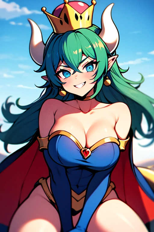 Bowsette vistiendo una suite de Superman, Luz azul