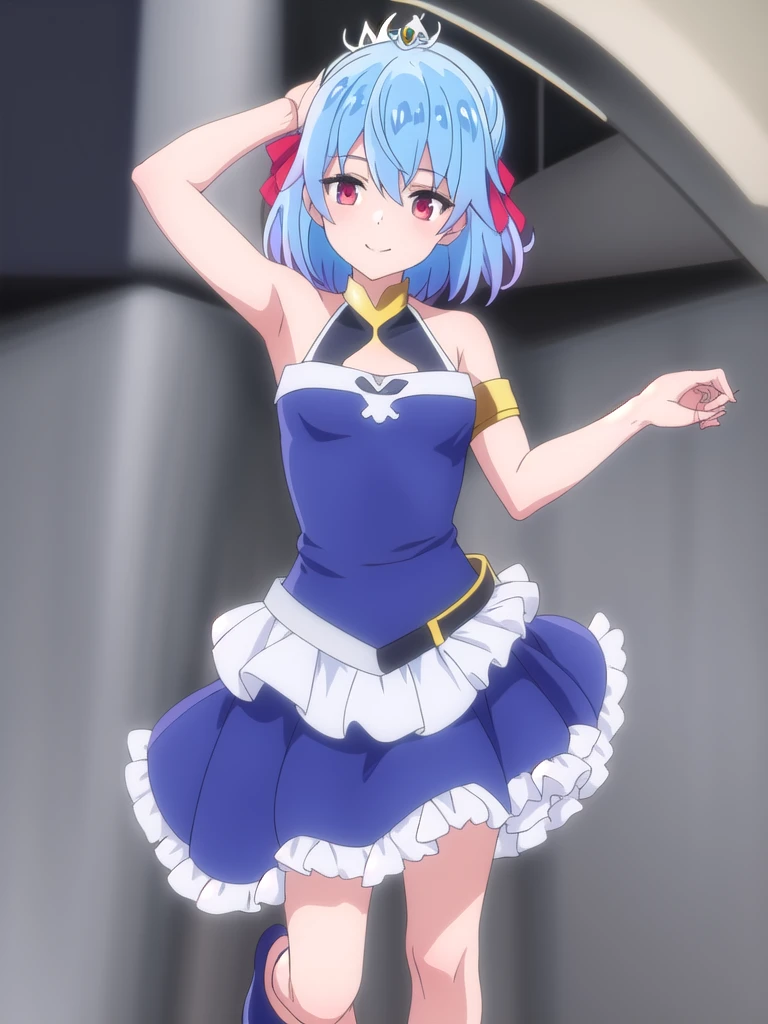 ((Best quality))),((Ultra-detailed)),((illustration)),((Disheveled hair)),((frilld)),(1 girl),(Solo),
1girl,solo,rating:safe,armband,armpits,arms_up,ballerina,ballet,ballet_slippers,bare_arms,bare_shoulders,black_dress,black_footwear,blue_ribbon,,circle_skirt,cleavagng,crossed_legs,crown,dress,pointe,female,garter,hair_bun,hair_rings,headwear,legs,looking_at_viewer,makaria,plantar_flexion,ribbon,see-through,short_hair,single_hair_bun,small_breasts,smile,s_on_one_leg,standing,tiara,tied_hair,
blue_hair,red_eyes,