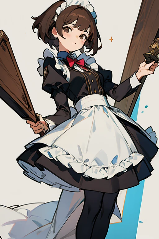 Mujer joven, semi short brown hair , traje de Maid