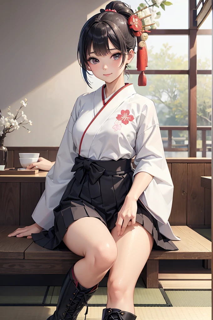 highest quality、High resolution、Detailed Background、(beautiful face in every detail:1.4)、Anatomically correct、(Draw the normal number of fingers:1.2)、(Detailed facial expressions)、(Fine grain:1.2)、(Fine grain:1.2)、beautiful, Smooth Skin、Teenage Beauty、(Highly detailed face:1.4)、Cute hair colors、ponytail、Bobcut、well-groomed eyebrows、Emphasizing cuteness and femininity、Do cute things、Fits on one screen、smile、Less exposure、Show your whole body、
(I work at a Japanese restaurant..:1.5)、
By combining a cute Japanese-style uniform with hakama and lace-up boots,, Create a modern and unique style.、We recommend bright colors and floral patterns for your hakama..、
Wearing a colorful haori over a hakama、It will give you a more unique and cute impression..、
Floral pattern and bird pattern、Patterned designs are recommended, Animal prints etc..、
By matching the colors of the hakama and haori, It can create a uniform look.、
Pairing comfortable lace-up boots with hakama creates a modern and unique look..、The color of the boots、Please choose your kimono considering the harmony and contrast with your hakama.。.、
If the color of the hakama is light, Choose white or pastel colored boots to accentuate your cuteness.、
Japanese-style uniforms become even cuter when you add hair ornaments and accessories..、Flowers and ribbons、Use Japanese style hair pins to style your hair., wait.、By matching the pattern and color of the hakama, You can create a balanced look.、
Try coordinating a cute kimono with hakama and lace-up boots..