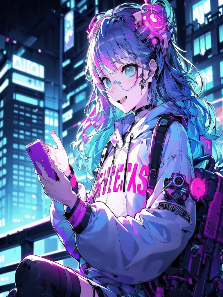 redraw this suit in high quality, detailed photo style on a white background,ouka_niji 5 girl beautiful inspired charlie bowater character cyberpunk- desenho no estilo de Mike Deotado, Androgynous niji 6 , man crazy smile, jacket, holding a neon black e blue, cube sticking --ar 9:16 --v 6.0, Ouka_Niji 5