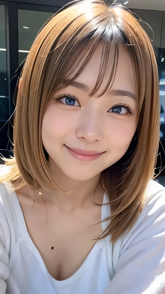 Cute Japanese woman、Beautiful Skin、Blonde、Blue Eyes、smile、White skin、8K、