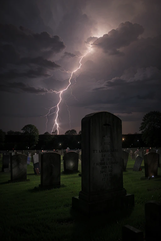 Graveyard Night The moment lightning strikes a gravestone