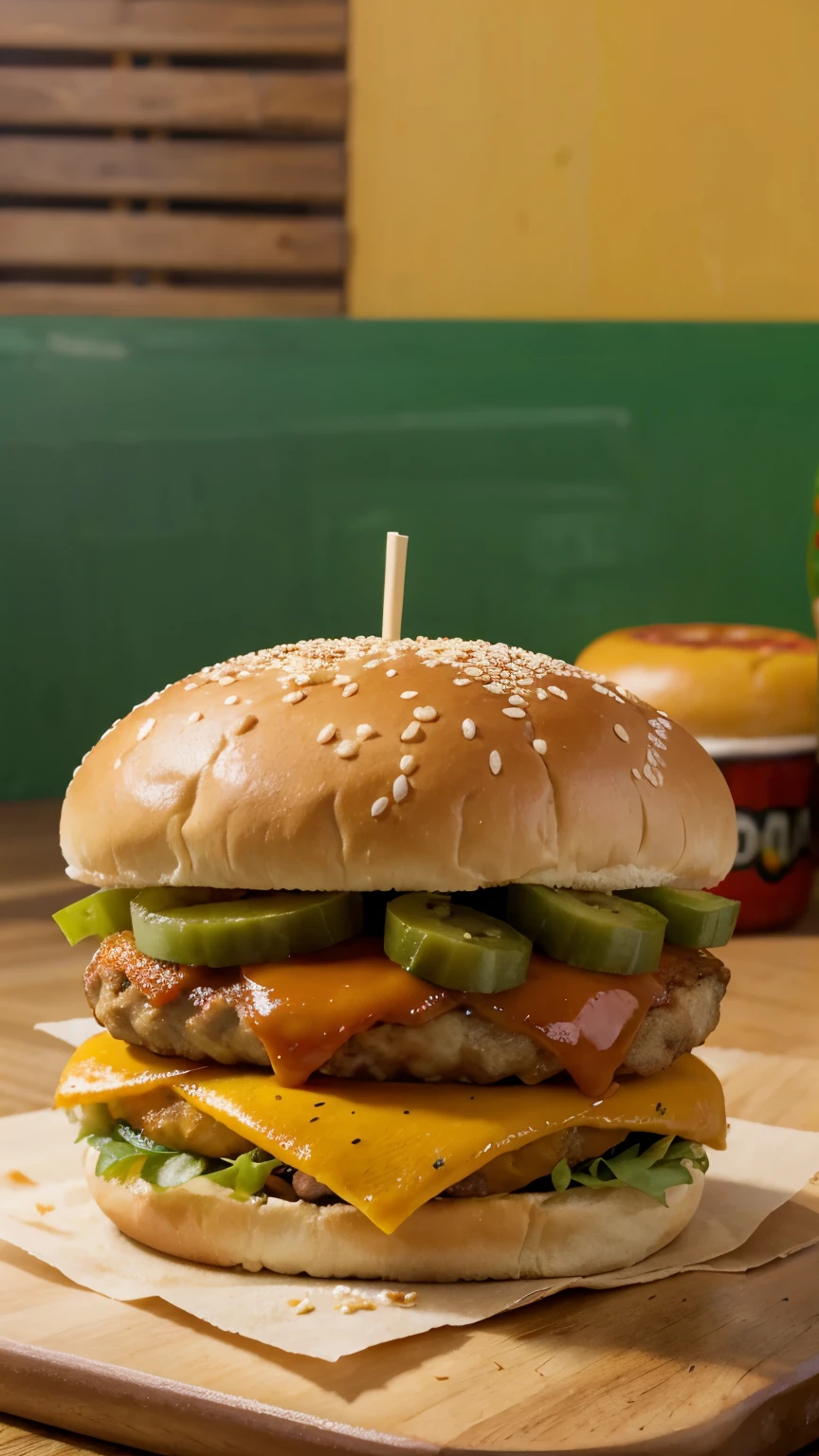 X-burger em um fundo png, bun with hamburger, dois queijos cheddar derretidos, tomate, alface, pickles and sesame on bread