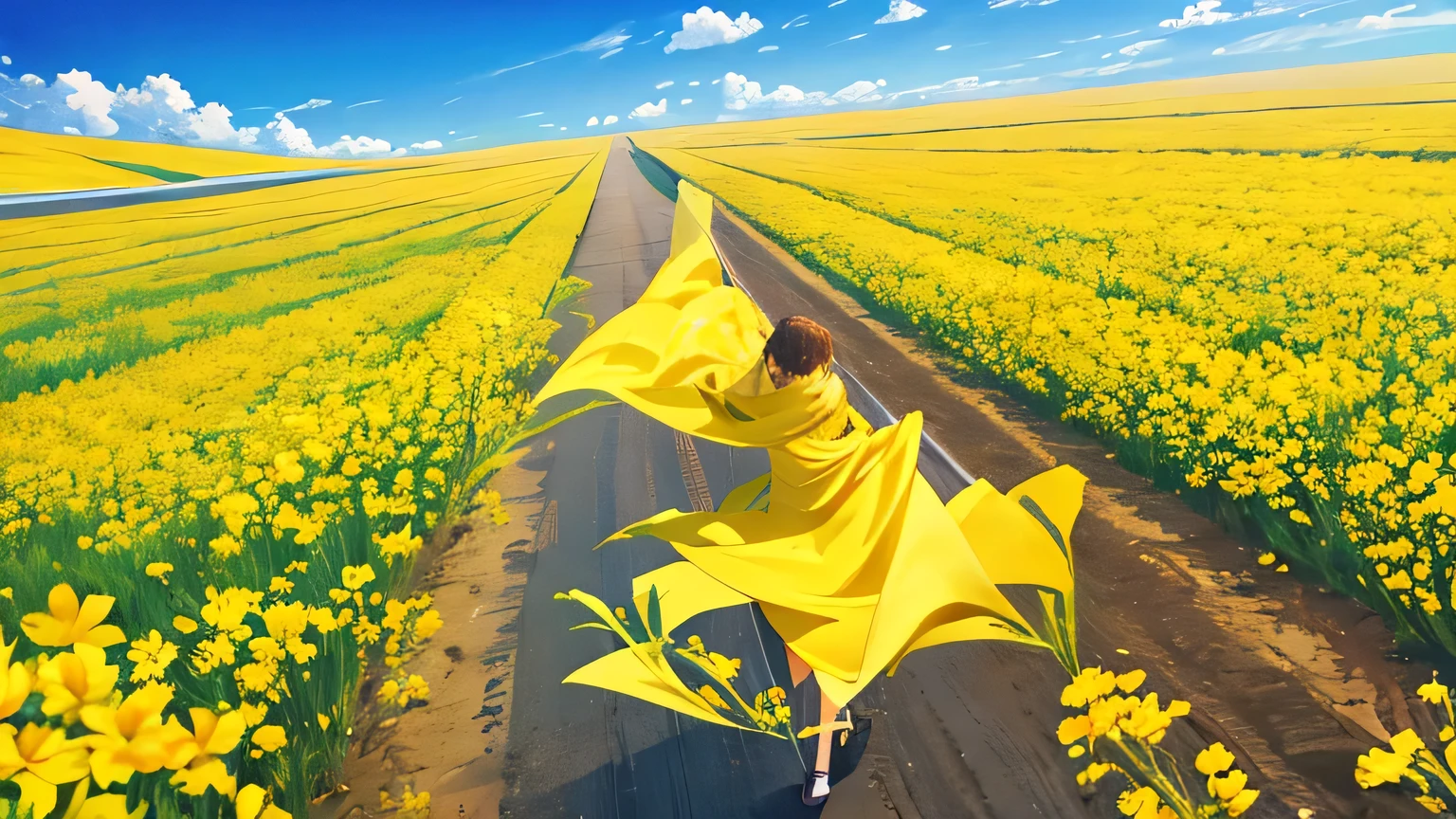 Yellow rape blossoms、Plains、One Way