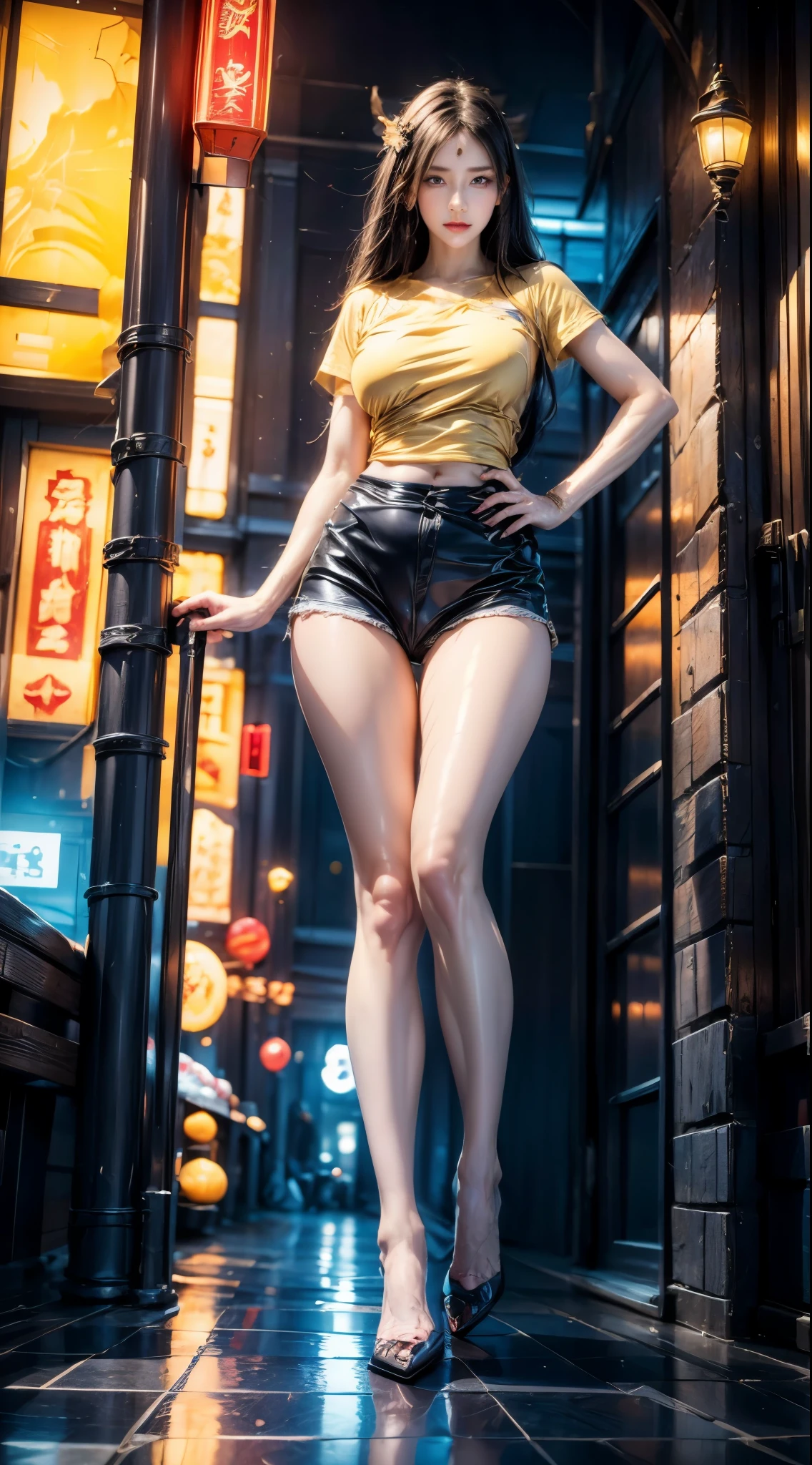 realistic, 1gril, per HD, 12k, beautiful breasts, looking at the camera, sitting on the sofa, long black hair, facial details, detailed person, body details, clothing details, hair details, body details, body details, breast details, vagina details, clothes, eye details, sweat details, water details, pose (knees bent and legs wide apart) whole body
