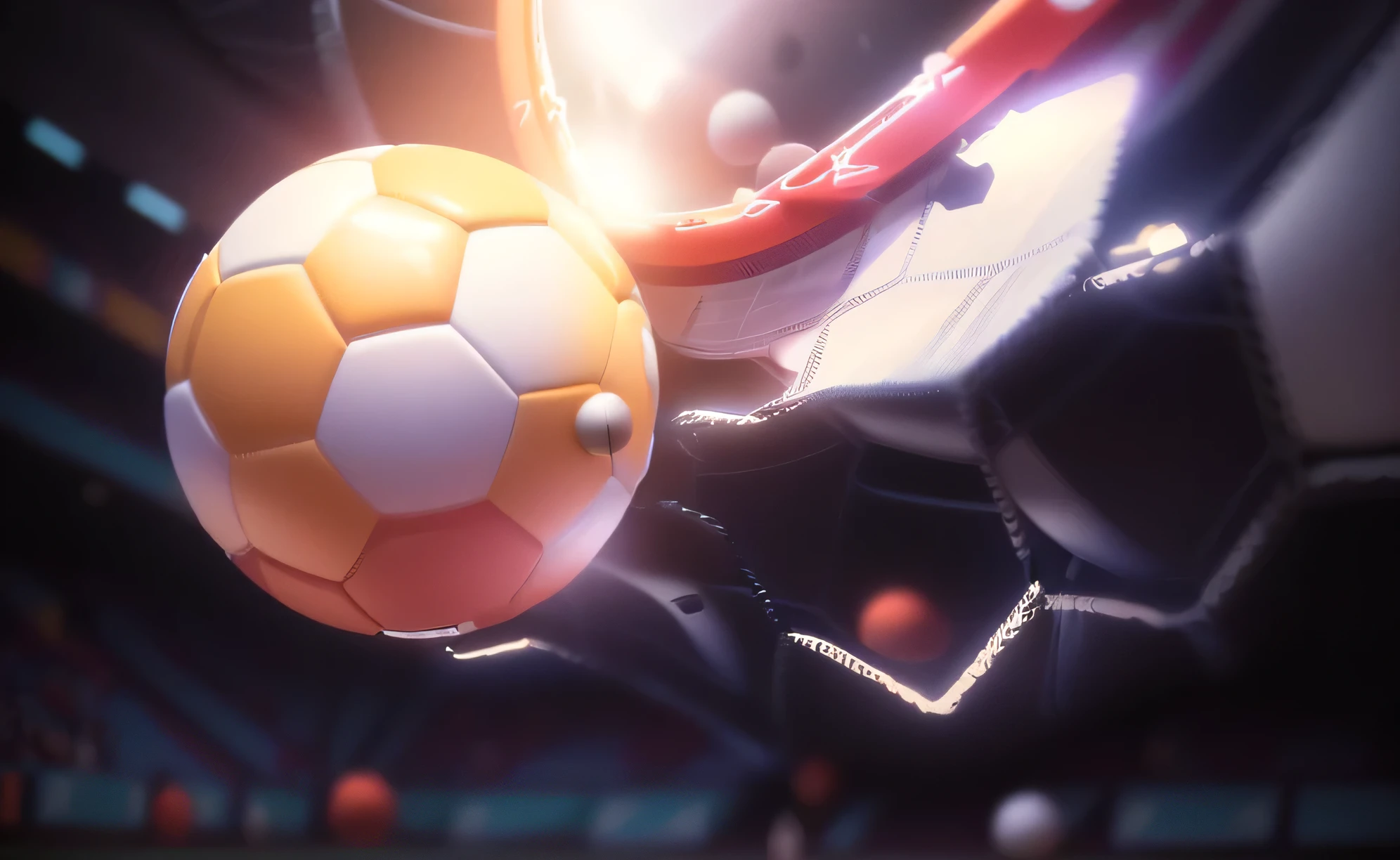 there is a football ball in the net with a blurry background, football, network, football ball, football, flying football balls, cover, sports, best, vibrant atmosphere, Uploaded, portrait shot, have a good time, ball, computer generated, Wallpapers - 1 0 2 4, tournament, sportss, detailed scene, highly visualized