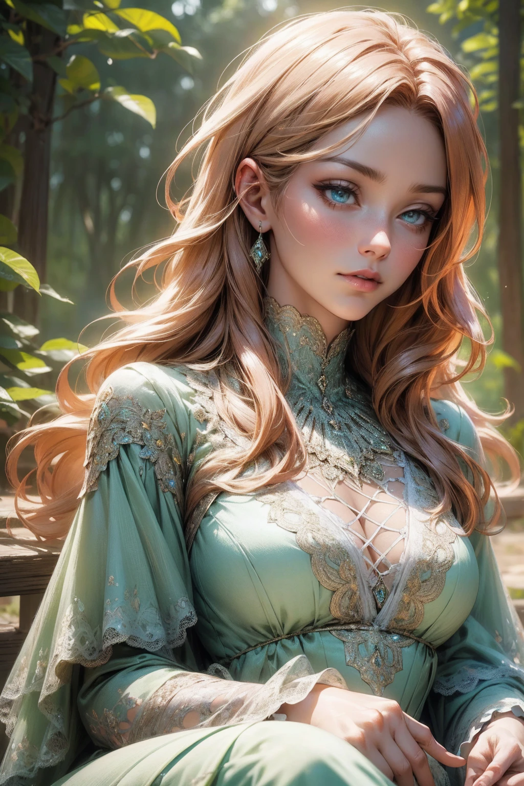 beautiful girl,blonde hair,green pupils,(best quality,4k,8k,highres,masterpiece:1.2),ultra-detailed,(realistic,photorealistic,photo-realistic:1.37),portrait,soft lighting,vivid colors,natural beauty,graceful posture,long flowing hair,delicate features,enchanted atmosphere,whimsical garden,intertwined flowers,soft sunlight streaming through the trees,serene expression,sparkling eyes,rosy cheeks,lovely smile,fairy-like appearance,heavenly glow,ethereal background,harmonious composition,dreamy and serene ambiance,majestic surroundings,subtle shadows,dainty feminine charm,pure aura,dreamlike quality,dazzling beauty.