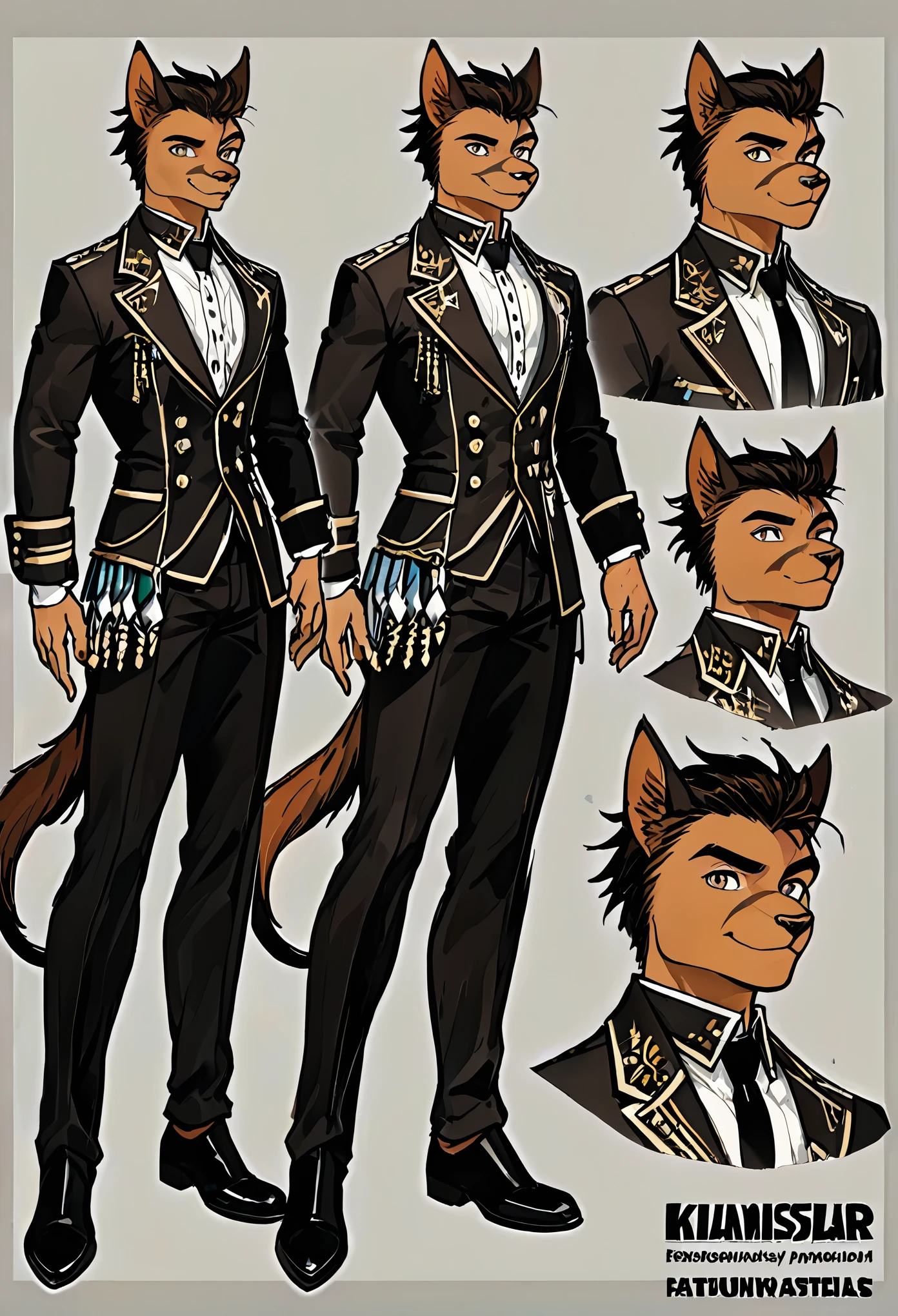 cover page, highres, top quality, best quality, paid reward available, unparalleled masterpiece, perfect artwork, absurdres, High-quality illustrations(style of final fantasy)(concept art, character sheet)perfect anatomy(handsome boy, kemono)(furry anthro),