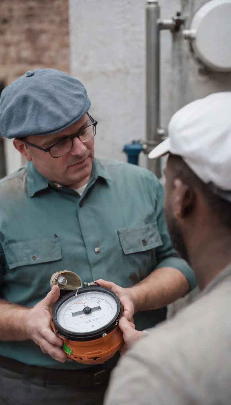Preparing the water meter for validation Our specialists, Male Metrologist, Diagnostics and maintenance of the water meter before starting calibration. This allows you to make sure that it is effective and ready for the event