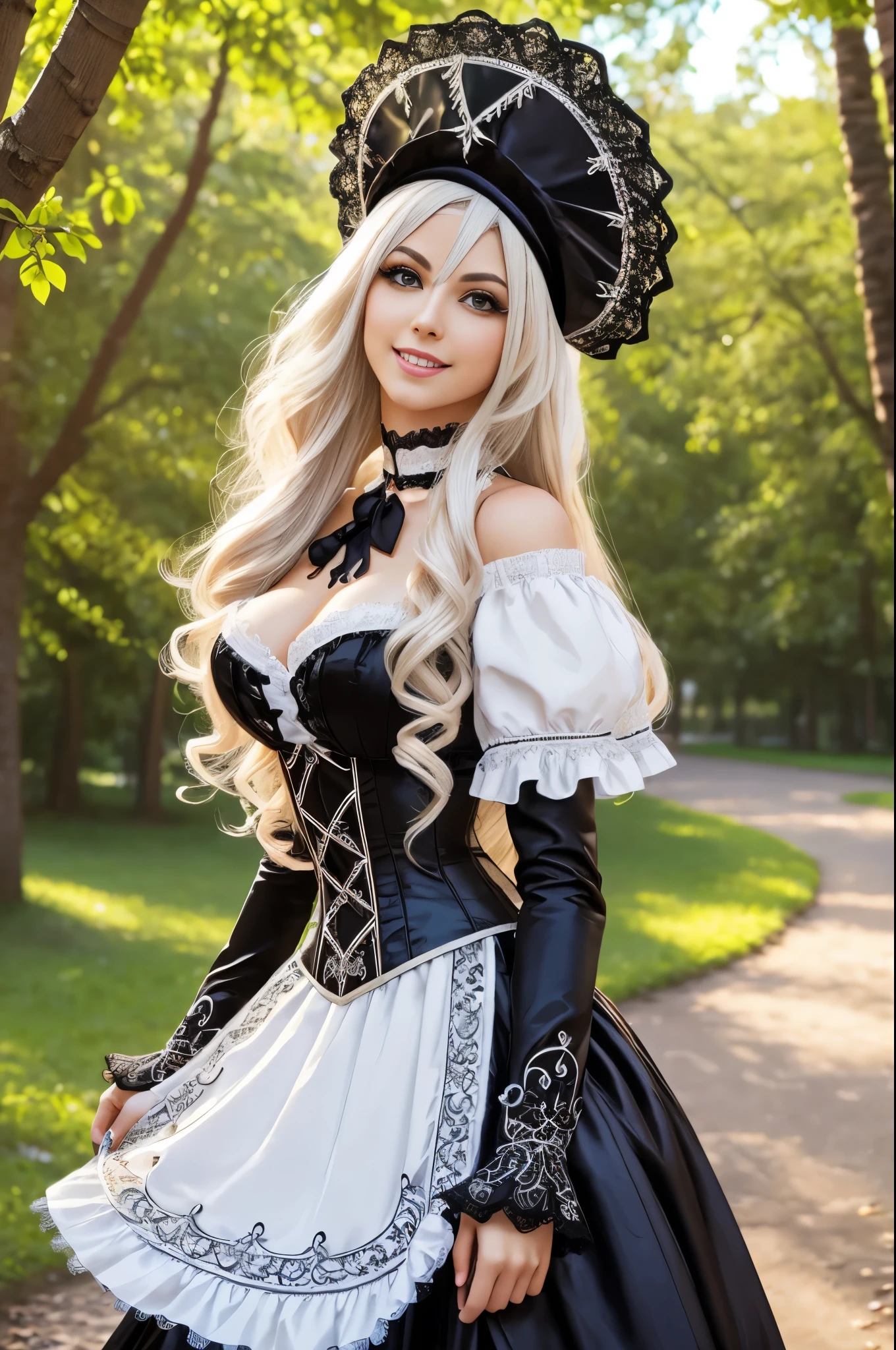 masterpiece, 8k, high detailed, high quality, ultra realistic, ((perfect teeth)), a 23-year-old, sexy romanian woman, beauty, punk skirt, hazel, ((cleavage)), laces, blonde pink hair, 2 buns , thigh boots, chubby, thick, (seductive), colored lips, ((adorned embrodeiry)), egipt ancient ruins, portrait, bust