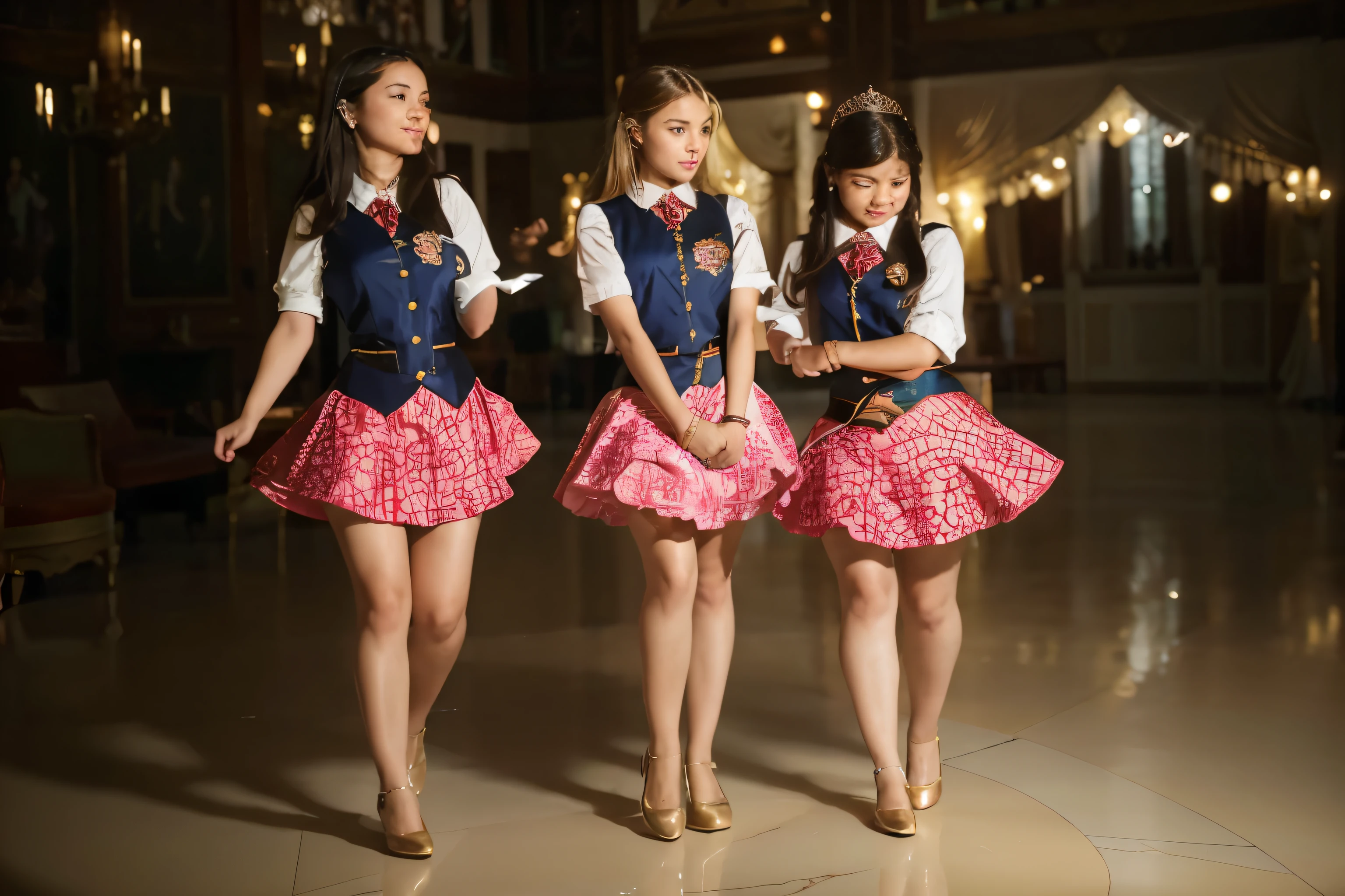 (Best quality, 8k, 32k, Masterpiece, UHD:1.2) "Imagine the enchanting and elegant Charm School from Barbie Princess Charm School. Describe a magnificent and regal academy set amidst lush, perfectly manicured gardens. The school building itself is a grand castle-like structure, adorned with gleaming towers, intricate stonework, and expansive windows that allow sunlight to flood the hallways with a warm, golden glow.
The interior of the Charm School is a blend of opulence and sophistication. Lavish chandeliers hang from high ceilings, casting a soft light on the marble floors and richly decorated walls. Each room is adorned with elegant furnishings, from plush, velvet-upholstered chairs to ornately carved wooden desks. Classrooms are equipped with everything a future princess or leader needs, including areas for dance, etiquette lessons, and academic studies.
The students, dressed in beautifully designed uniforms that reflect their royal aspirations, move gracefully through the halls. Their days are filled with lessons in leadership, diplomacy, and the arts of royal decorum. Instructors, who exude wisdom and poise, guide them in mastering skills such as ballroom dancing, public speaking, and the proper use of royal regalia.
Describe the daily life at the Charm School, the interactions between students and teachers, and the various activities that take place within this magical setting. Highlight the atmosphere of elegance, learning, and friendship, as well as the transformative journey of the students as they grow into confident and capable leaders."