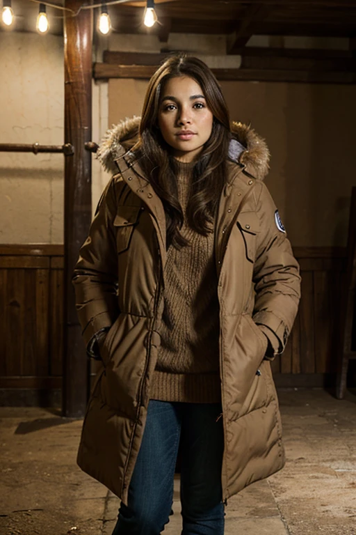 pretty latina girl venezuela los andes gocha light brown hair brown eyes full body cold coat