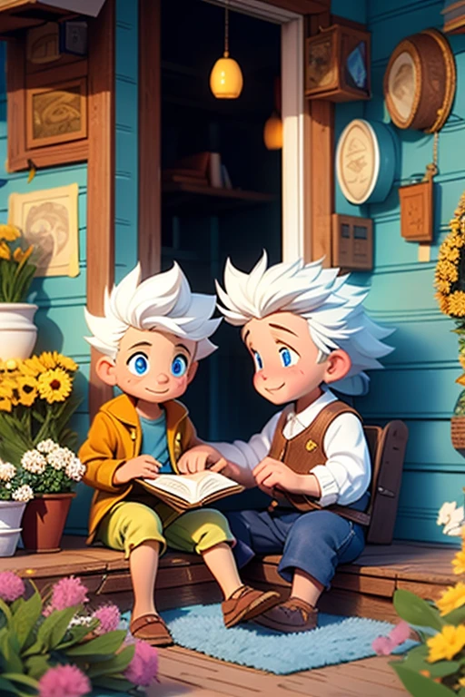 The Curious Boy and the Storyteller Grandfather
Scene: On a sunny afternoon, an 8-year-old boy named Rabi sits on his grandfather's lap on a cozy porch. The grandfather, with his white hair and gentle eyes, holds an old book in his hands.