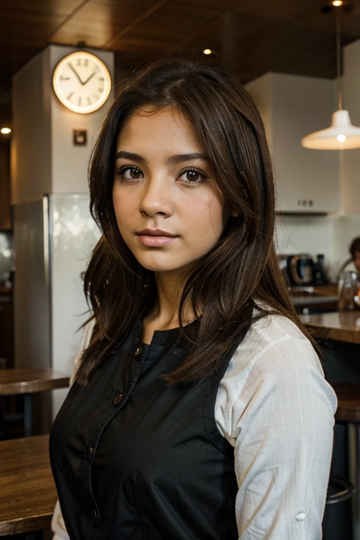 cute latina girl venezuela los andes gocha blanca light brown hair, ojos cafe, edificio gris moderno