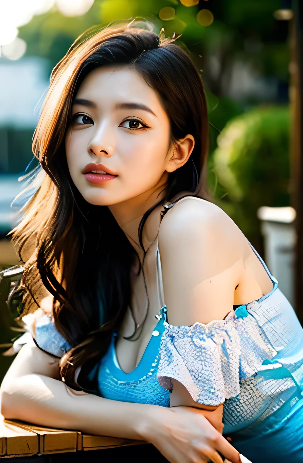 photograph, masterpiece, highest quality, (Long Hair:1.2),Leaning forward、Cleavage、 Bright eyes with attention to detail, Heavy eye makeup, mascara, Detailed Hair, Big Breasts, Cleavage, (detailed skin and pores:1.2),Slim waist, Bokeh, Depth of written boundary, Lighting, , (play of light :1.2), Super detailed, Sexy mini dresses,Full body hip-raising pose , Pose 1.4. To the camera , Various shot angles