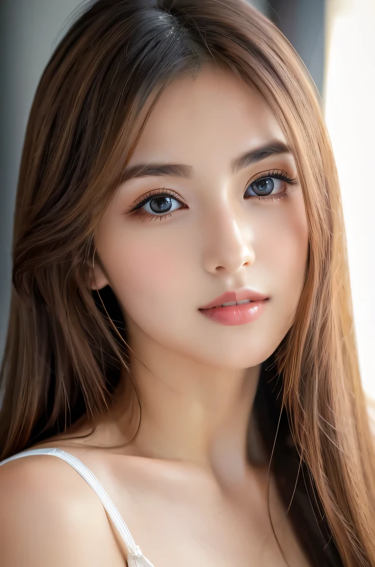(((8k,Very detailed,Attention to detail、highest quality,masterpiece,Attention to detail))),RAW Photos & Realistic atmosphere,Beautiful dark eyes,Glossy lips,Beautiful dark eyes,Realistic white skin、Her deep dark eyes are so beautiful,Very beautiful face,Very beautiful face、Vibrant, Beautiful Face,Beautiful Eyes, Glistening lips,Beautiful Eyebrows,Infinite Reality, Real young gravure idol,Very cute woman , Young and beautiful gravure idol, A young and cute gravure idol, Very beautiful and cute beautiful 21 year old beauty,Incredibly 美しい and elegant,Beautiful 21 year old beauty,Natural soft light,(Shiny Hair,,美しい and kind eyes:1.5),Gentle features,Shapely breasts,Long Hair,Beautiful posture,No makeup,let me'Looking into the camera,shirt,Japanese women,