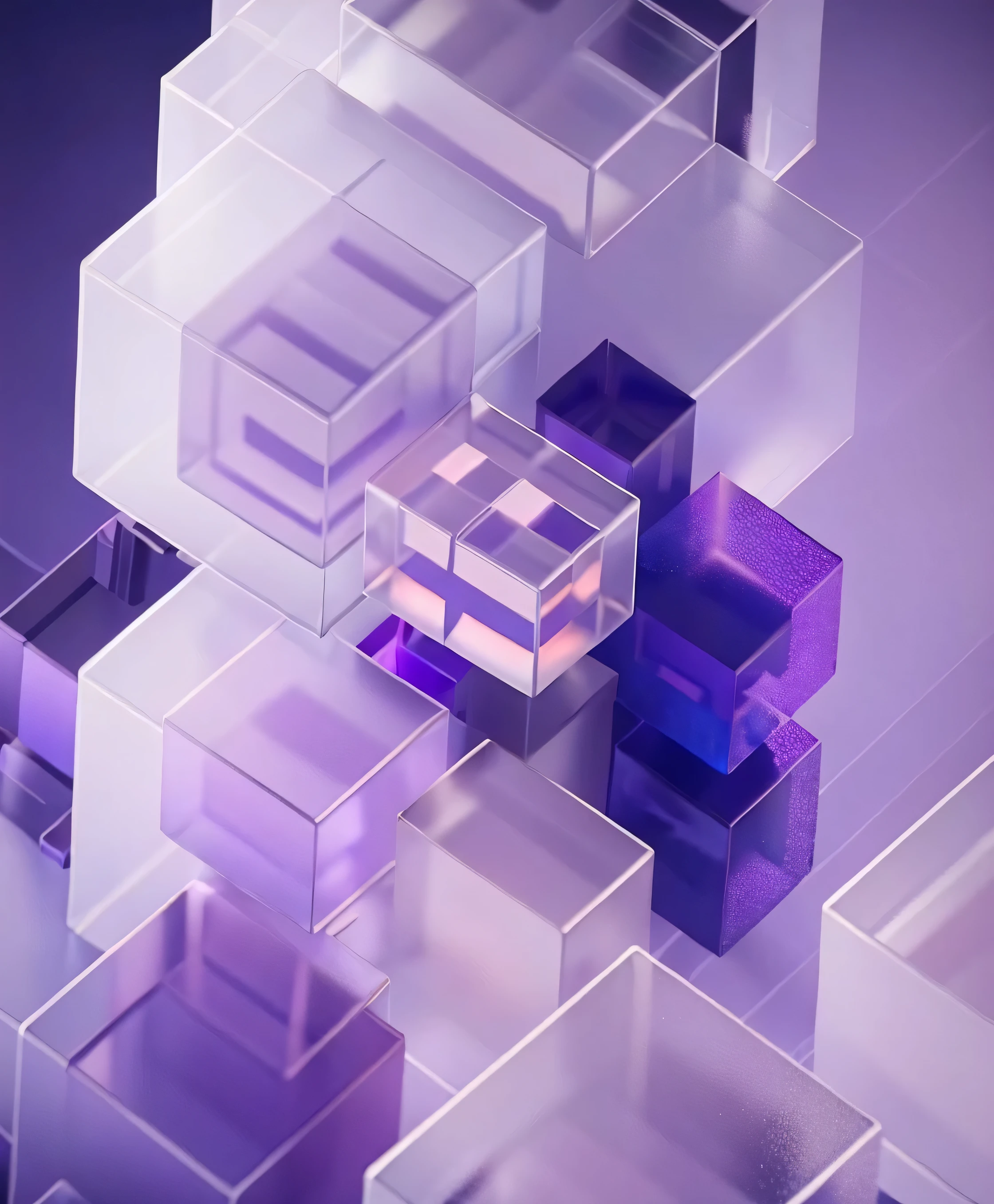 purple and pink cubes are stacked on top of each other, an abstract sculpture crystal cubism, colorful redshift render, abstract blocks, rendered in redshift, cubes on table, cubes, prisms, geometric 3 d render, geometric 3d render, dichroic, cinema 4d colorful render