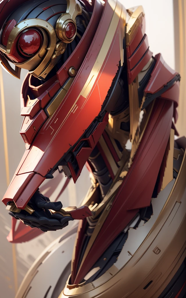 Color changes to red,gold(Ensure its layering and armor texture,There are a lot of mechanical textures,Red as main color,gold作为次要色调,Need to appear around the body)