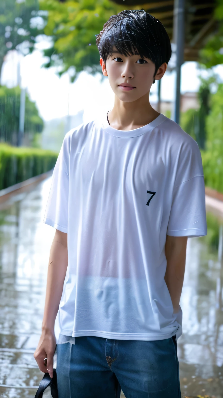four 17 years old, Japanese, naked, gay, boy, rain, whole body, penis, SWEAT, wet t-shirt