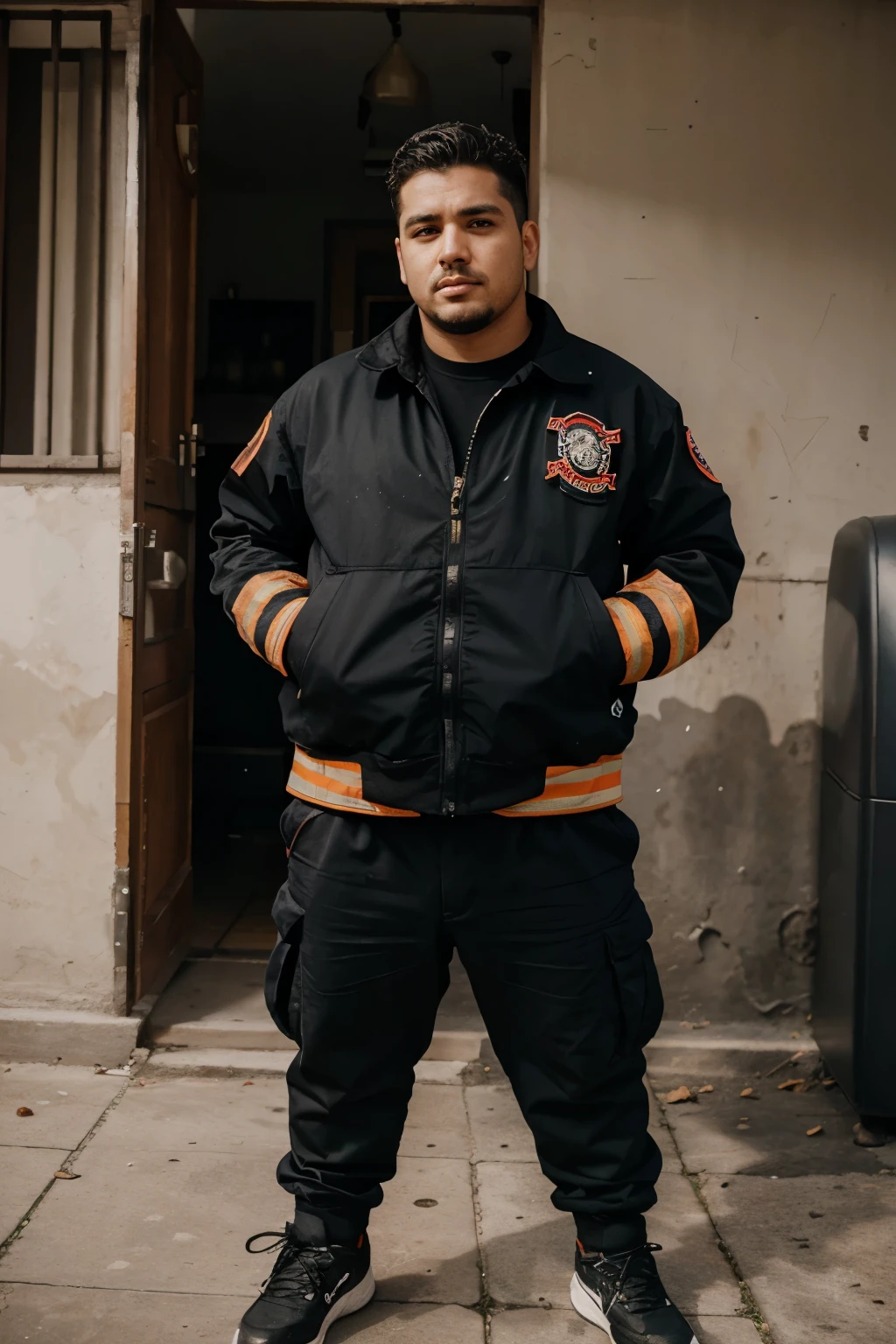 Bombero obeso.