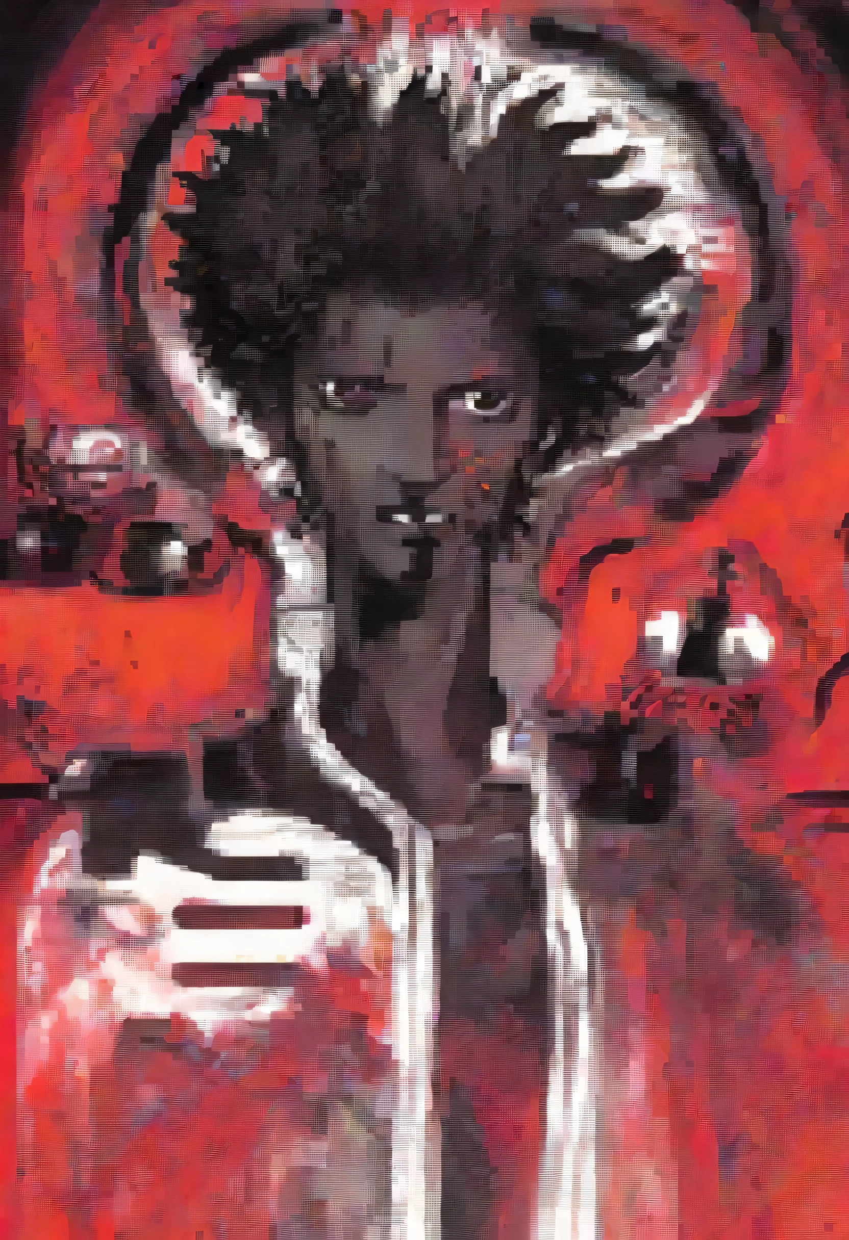 a black man with a red and white background and a red sun beautiful male god of death, afro futurism, afro samurai animes style, 