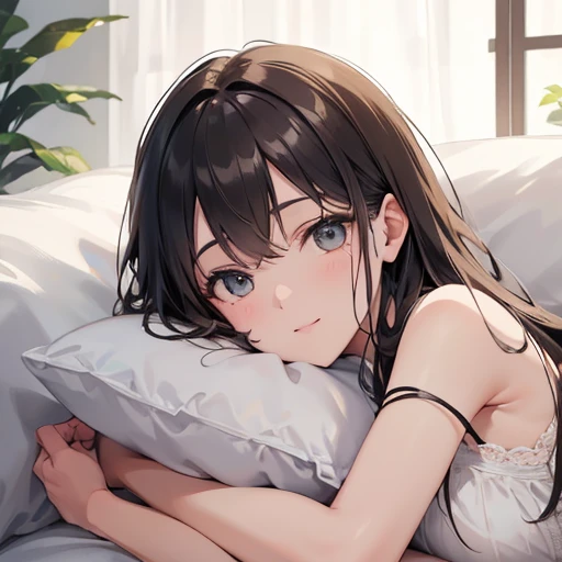 beautiful cute one girl,(blackPerl hair:1.2),,(close eyes:1.2),((No sleeve roomwear :1.2)),((bed room:1.0)),((lace:1.2)),sleeping,sleep face up on the bed,(beautiful night:1.1).