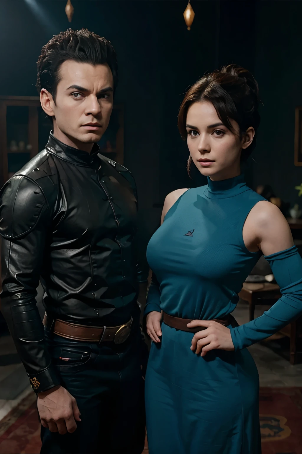 Vegeta y bulma sentados en tronos diferentes como reyes del universo
