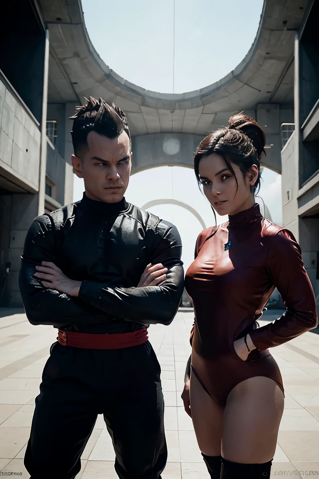 Vegeta y bulma sentados en tronos diferentes como reyes del universo