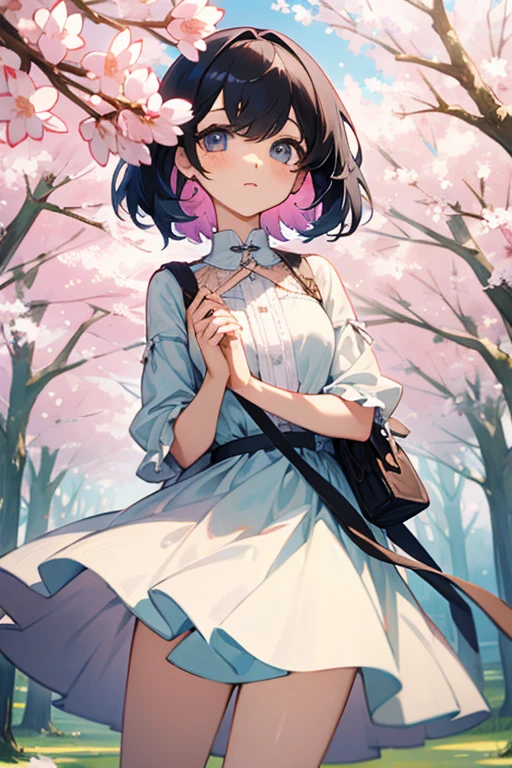 Shortcuts、Women、Short、cute、Large chest、Confused eyes、Spring dress